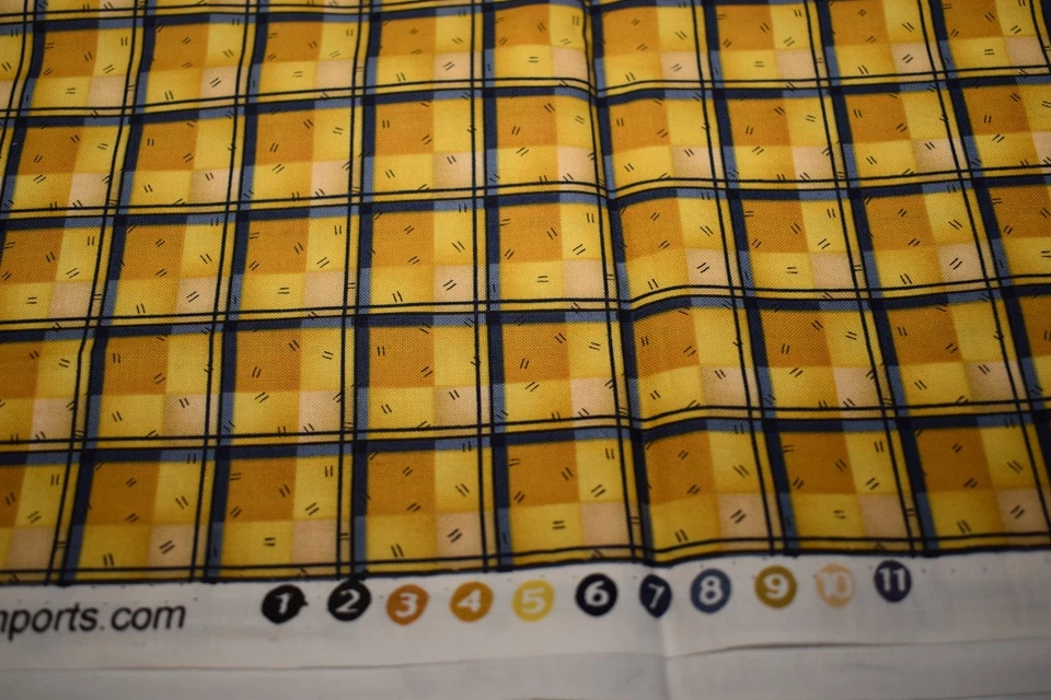 1 yard x 45" yellow blue plaid fabric DEBBIE MUMM ssi MASCULINE fall autumn - Image 3 of 4