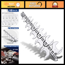 10-Piece Crowfoot Wrench Set, 3/8" Drive SAE Open-End Wrenches, Auto Repair Tool