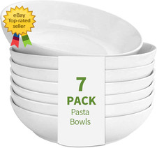7 Pack Porcelain Pasta Bowls 30oz Large Serving Salad Soup Cereal Bowl Set 80C
