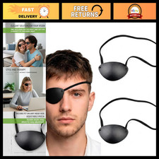 2 PCS Adjustable Leather Eye Patch - Concave 3D Design for Adults, Comfortable F