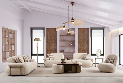 Sitzgruppe/Sofa Set - Wohnzimmergarnitur ''Quince'' 3+2+1 - Beige