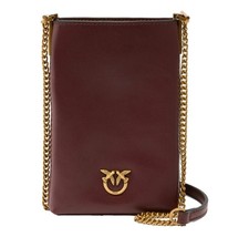 PINKO Damen Handyhalter Leder mit Kette 106403 Burgundy Wine R49Q