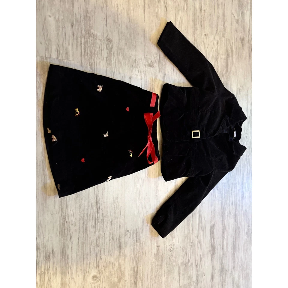 Conjunto de traje falda de terciopelo negro Hartstrings para niña talla 4 chaqueta cinta ecuestre Foto 4 de 4
