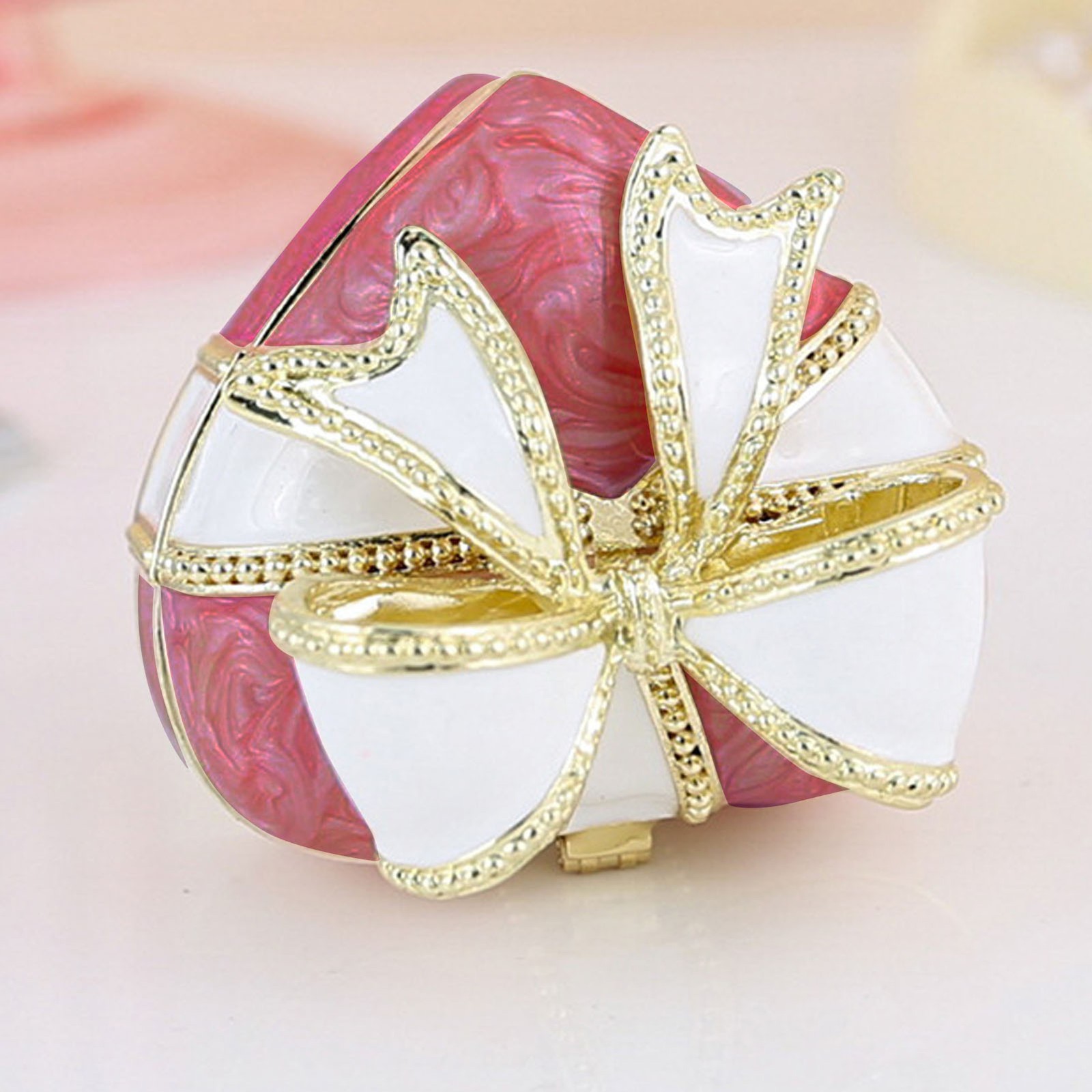Heart Bow Knot Jewelry Trinket Box Vintage Enamel Jewelry Box Organizer Decorati