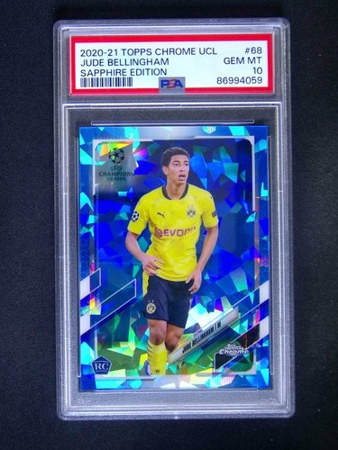 2020-21 Topps Chrome UCL Jude Bellingham #68 RC Rookie Sapphire PSA 10