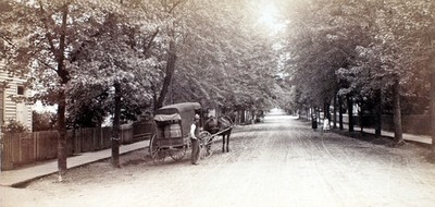 Vintage Street Scene, Center St. Mauch Chunk, PA Horse & Buggy People