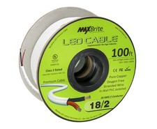 100 ft. 18AWG Low Voltage LED Cable 2 Conductor White Sleeve in-Wall Speaker Wir