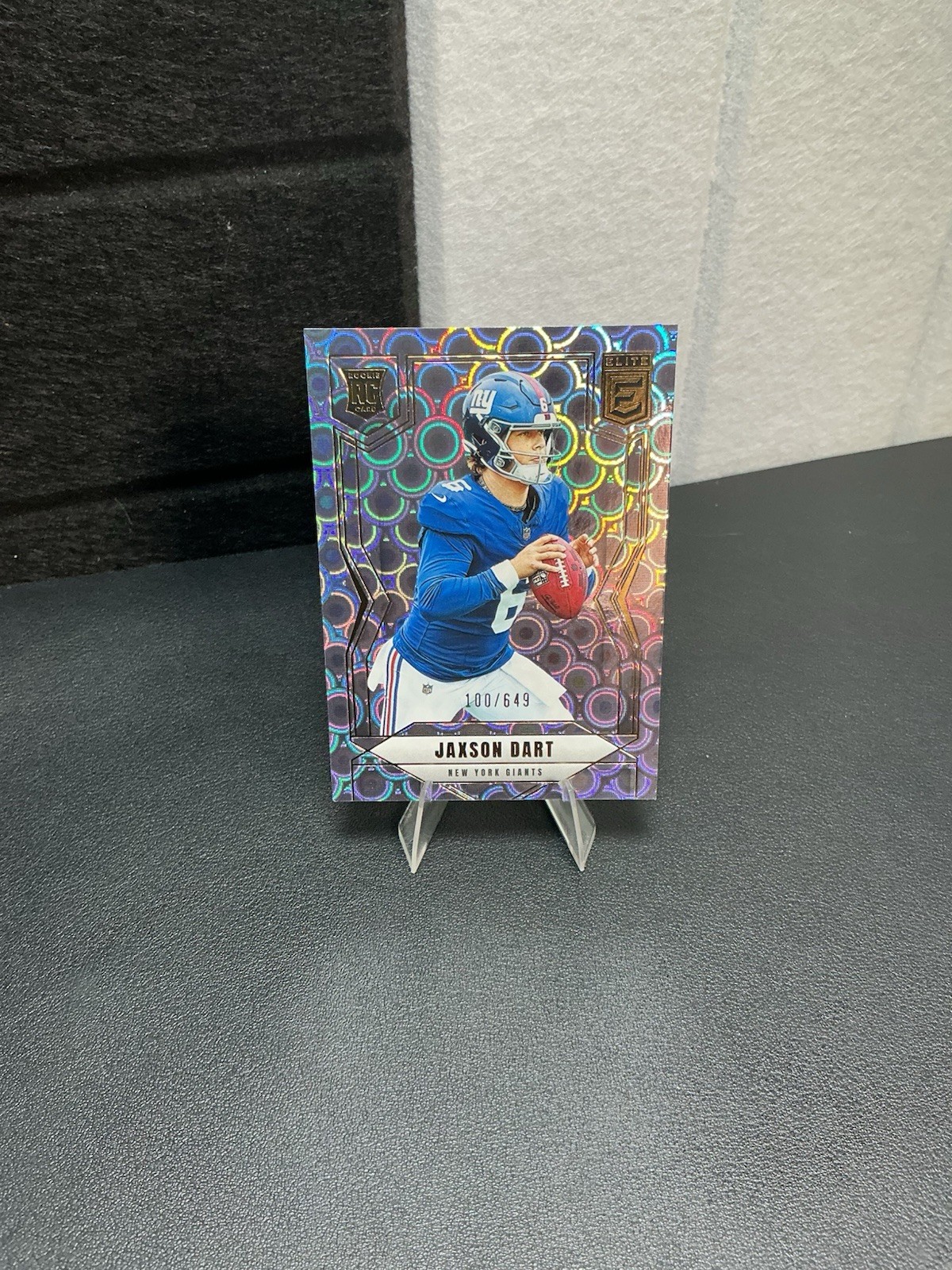 2025 Panini Donruss Elite - Rookies Jaxson Dart #103 Lavender Pyramids /649 (RC)