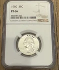 1950 PROOF WASHINGTON SILVER QUARTER MGC PF66 BLAST WHITE