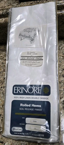 Erinore Irish Linen Table Cloth MCM 70"x106" & 12 Napkins 21"x21" NEW