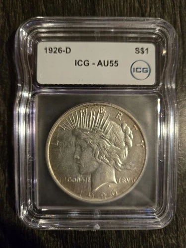 1926-D Peace Dollar ICG AU55 Silver $1 Better Date