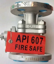 1-1/2"-150 Warren Flanged Ball Valve Fire Safe API 607 Full-Port 2 Piece - NOS