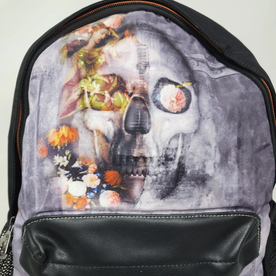 Mochila Robert Graham Para Hombre Calavera Estampado Floral Bolso para Laptop Forro Naranja Calle Foto 2 de 4