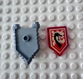 LEGO Nexo Poewr Shiled Flat Silver with Lava Dragon Tile 22385pb021 - Set 70325