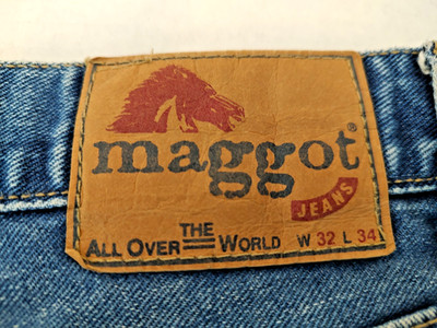 Maggot Blue Jeans Mens Size Tag 32x34--Actual 31x33 Button Fly Vintage? Y2K