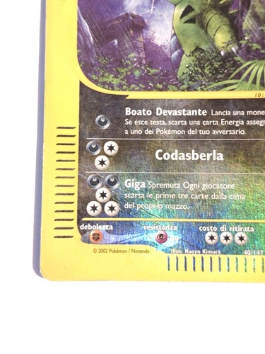 TYRANITAR 40/146 Holo Reverse - Carta Pokémon Rara Aquapolis - Damaged 💥 - Foto 6 di 24