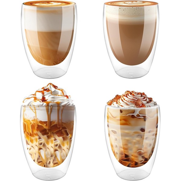 Doppelwandige KaffeegläSer 4Er Set 350 Ml Latte Macchiato GläSer Cappuccino-image
