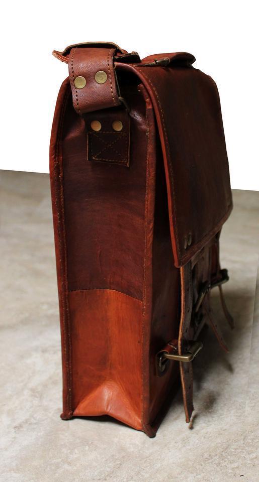 Sac Messager En Cuir Véritable Vintage Pour Homme - Taille 15 Pouces, Fabrication Inde, Neuf Sans étiquette