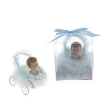 Mega Favors - Baby Boy Sitting in Frame Stroller Poly Resin - Blue, 12PCS