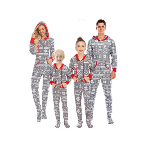 Matching Family Christmas Pajamas Set Jumpsuit with Hoodie Christmas Onesies