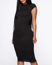 Fashion Nova - Black Midi Body-con Jojo Dress - XL