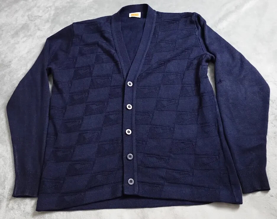 School Apparel Inc Cardigan Blazer Mens 2XL Blue Button Front 