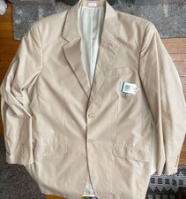Calvin Klein Men s Cotton Silk Blend Blazer Jacket Light Putty Khaki Large New