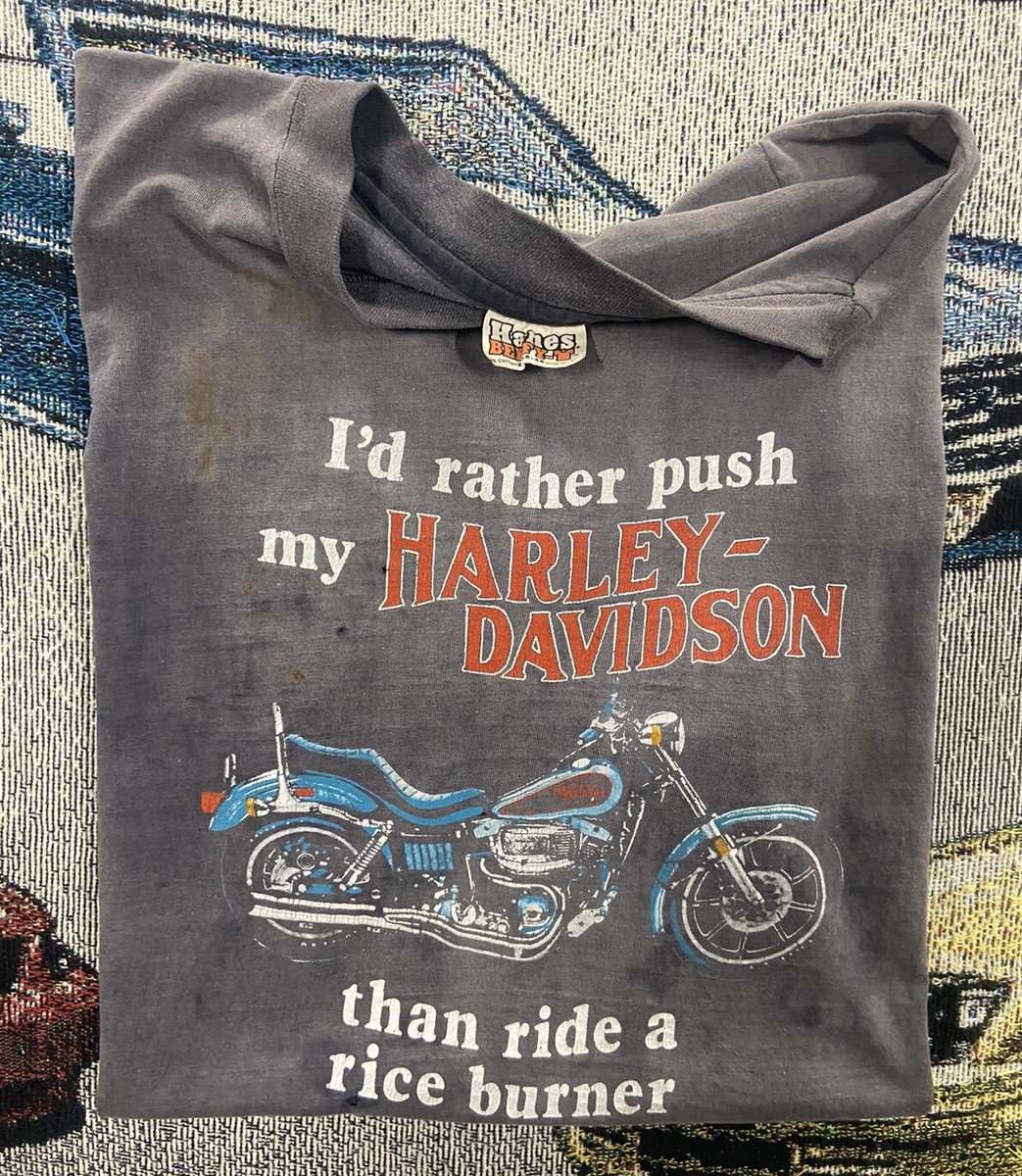 Vintage 80s Harley Davidson Hanes T-Shirt XL Rice Burner Texas