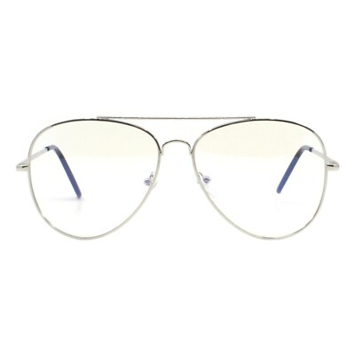Blue Light Filtering Lens Eyeglasses Pilot Style Metal Frame Spring Hinge