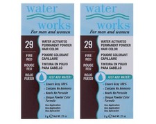 Waterworks Water Activated Powder Hair Color, 29 Fire Red-0.21oz - 2pc Combo