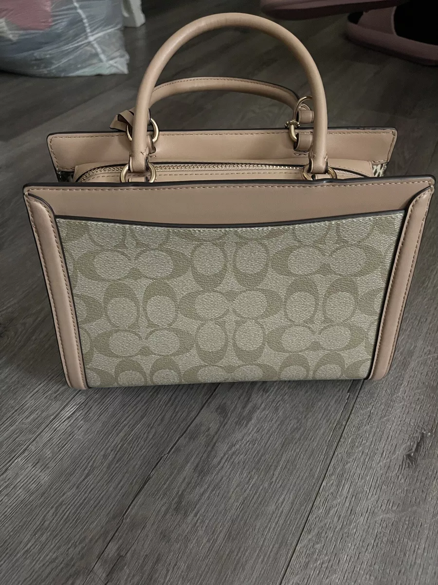 COACH Zoe Carryall In Signature Canvas With Snake Skin Small NEW