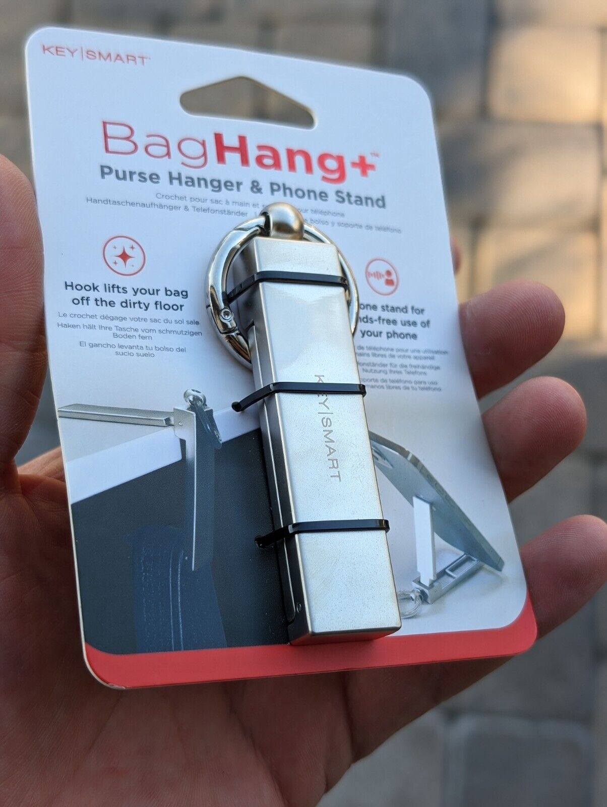 Portable Foldable Bag Purse Hook Hanger Table Dinner Keychain Phone Stand Pocket