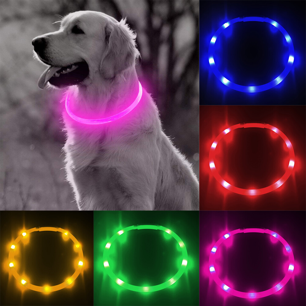 USB Rechargeable LED Pet Dog Collar Flashing Luminous Safety Night