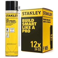 Stanley F905 Gaps & Cracks Polyurethane Foam Sealant 24oz 12 Pack - Straw Use