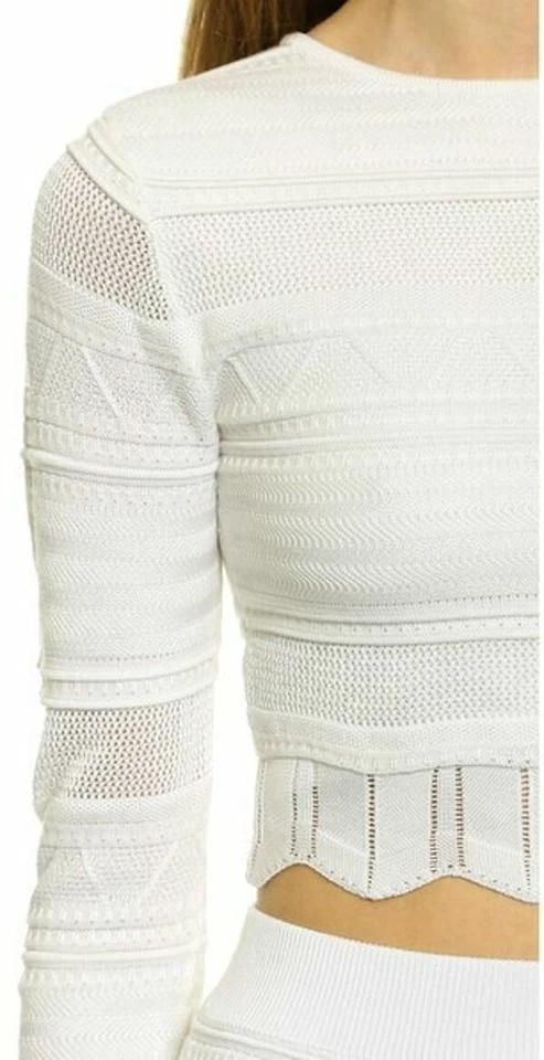 Suéter Torn by Ronny Kobo Arielle Pointelle Crop Top Negro Manga Larga Talla S Foto 3 de 4