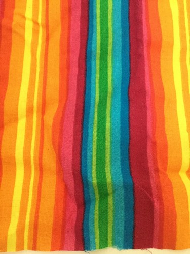 Fabric Traditions Bright Rainbow Stripes Cotton Fabric 13x22 Remnant - Picture 3 of 4
