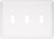 Stamped Round Triple Switch Wall Plate- White