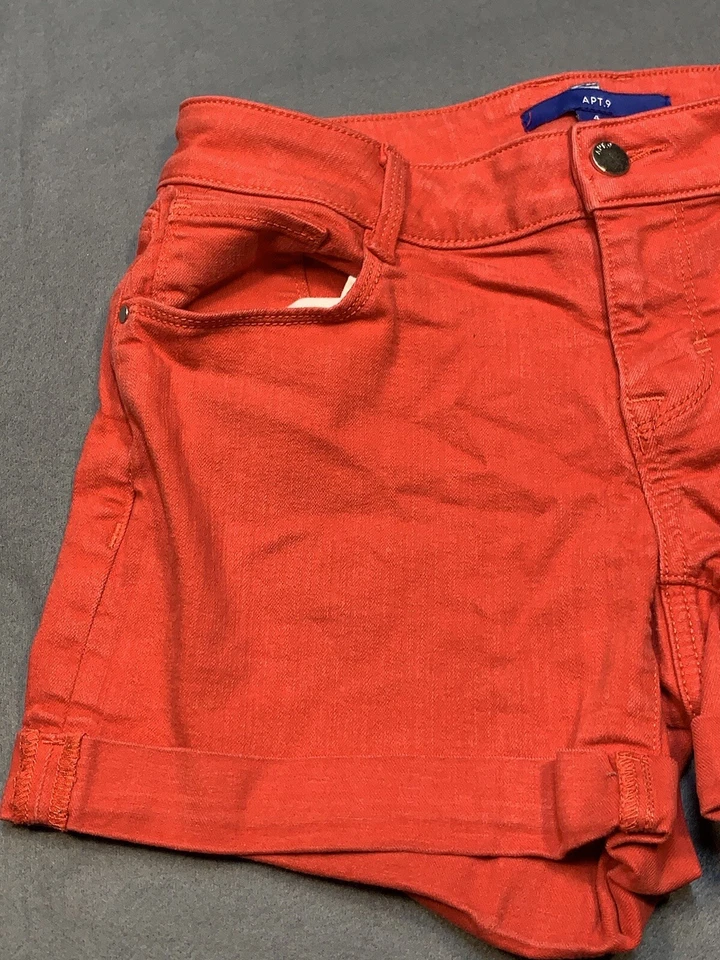 Shorts Apt 9 casual adulto 4 feminino vermelho stretch chino - Imagem 4 de 4