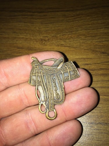 Saddle Pocket Watch FOB Cover Pueblo Colorado Rodeo Horse Collector Equine BRASS