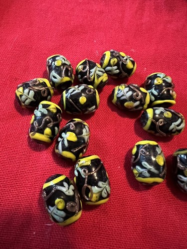 SET OF 14 GLASS LAMPWORK BEADS BLUE