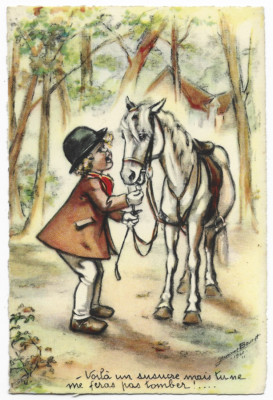 Old postcard ''Germaine Bouret - Here's a whisucre but you won't make me fall!....
