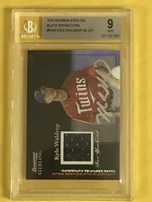 😮 2004 Bowman Sterling Kyle Waldrop AUTO JERSEY BLACK REFRACTOR RC /25 BGS 9