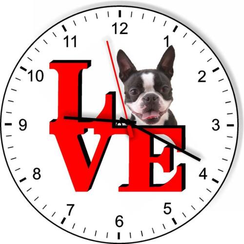Boston Terrier Park Lindo Cachorro Perro Cocina Salón Reloj de Pared - Imagen 1 de 5