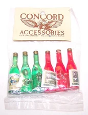 Concord Accessories Craft Dollhouse Miniature 6 Wine Bottles 1.5" NEW Sealed