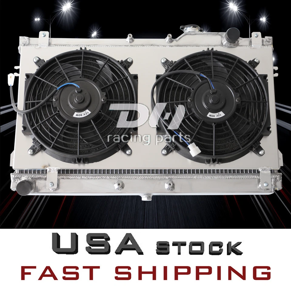 Radiador de aluminio de 3 filas + cubierta + ventilador para Mazda Miata 1990-1997 2 puertas 1,6/1,8 L I4 MT Foto 2 de 4