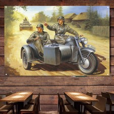 Zundapp KS750 con poster moto sidecar decorazione parete bandiera arte militare striscioni