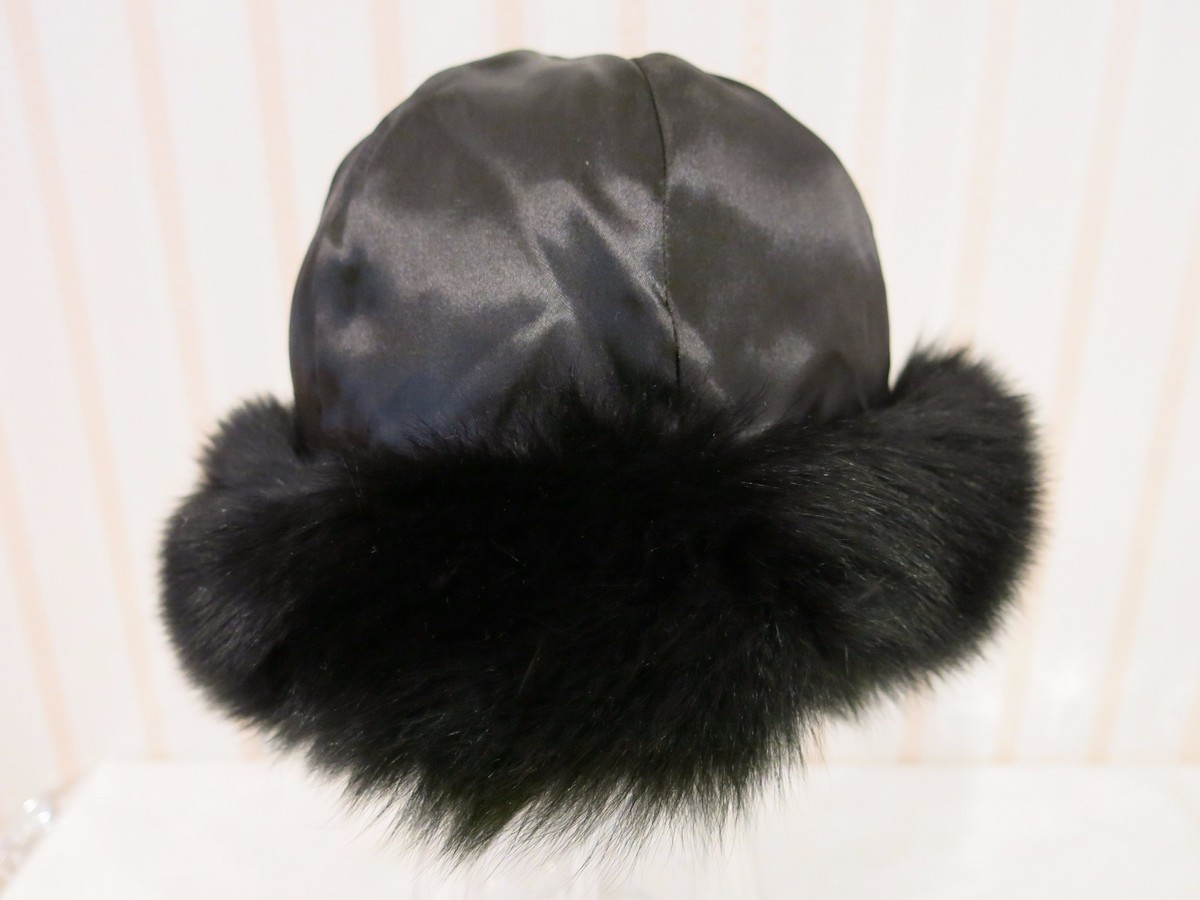 LORD & TAYLOR NEW GENUINE BLACK FOX FUR HAT LARGE SIZE  display picture 1