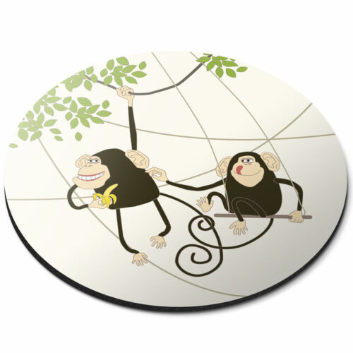 Runde Mausmatte - Komisch freche Affen Banane Büro Geschenk #2826 - Bild 1 von 4