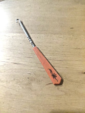 Vintage Celluloid Button Hook Tool Orange Floral Art Deco 6" Free Shipping