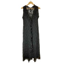 Glydons Vintage Black Floral Lace Sleeveless Nylon Robe Size Medium